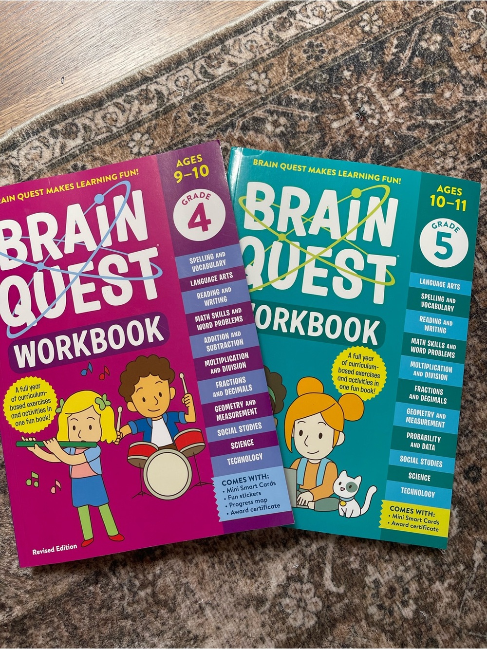 BrainQuest Workbooks Grade 4 (Magenta) & Grade 5 (Teal)
